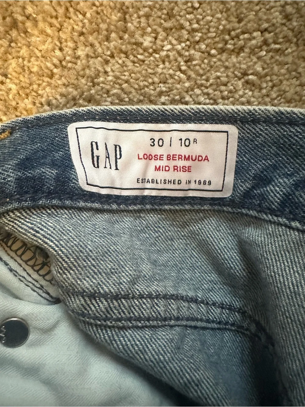 GAP Blue Distressed Denim Bermuda Cutoff Shorts